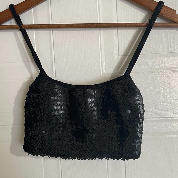 Urban Outfitters Tops - Out From Under Black Sequin Crop Tank Top